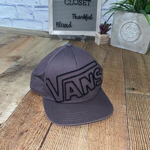 💜 VANS Men's Drop V Snap Back Hat Cap Grey Black Embroidered Logo Adjustable